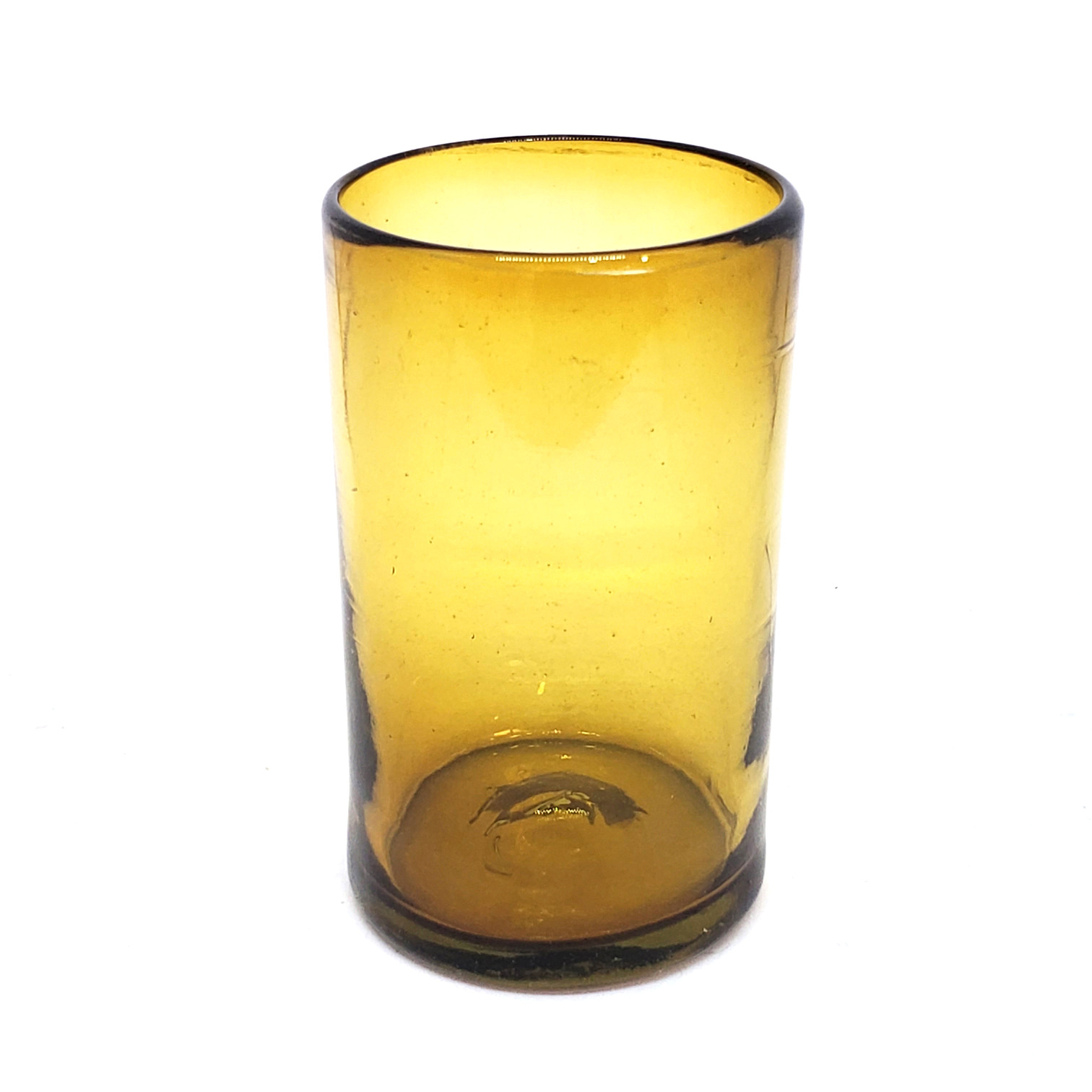 VIDRIO SOPLADO / Juego de 6 vasos grandes color ambar, 14 oz, Vidrio Reciclado, Libre de Plomo y Toxinas